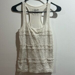Lacy White Floral Tank Top